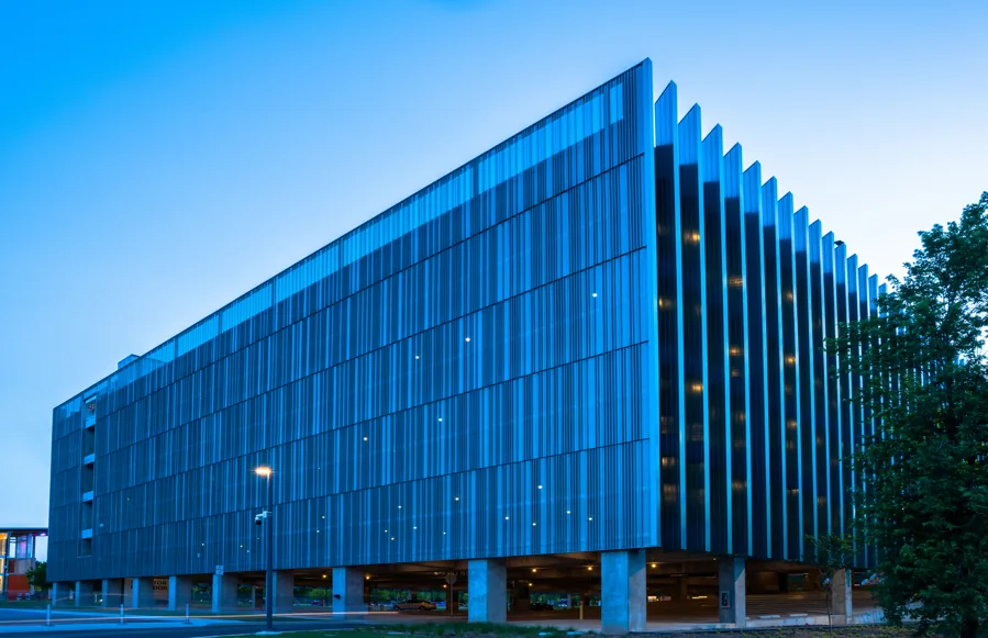 Crystal Bridges Museum Parking Garage, Bentonville, AR, Morin Pulse and Matrix panels